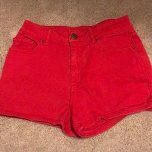 High rise red BDG jean shorts